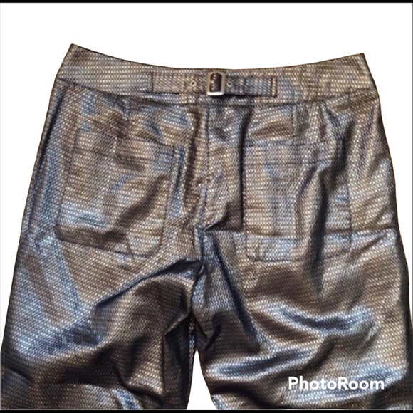 Anthropologie Harlyn metallic silver and black cropped pants - Picture 3 of 4